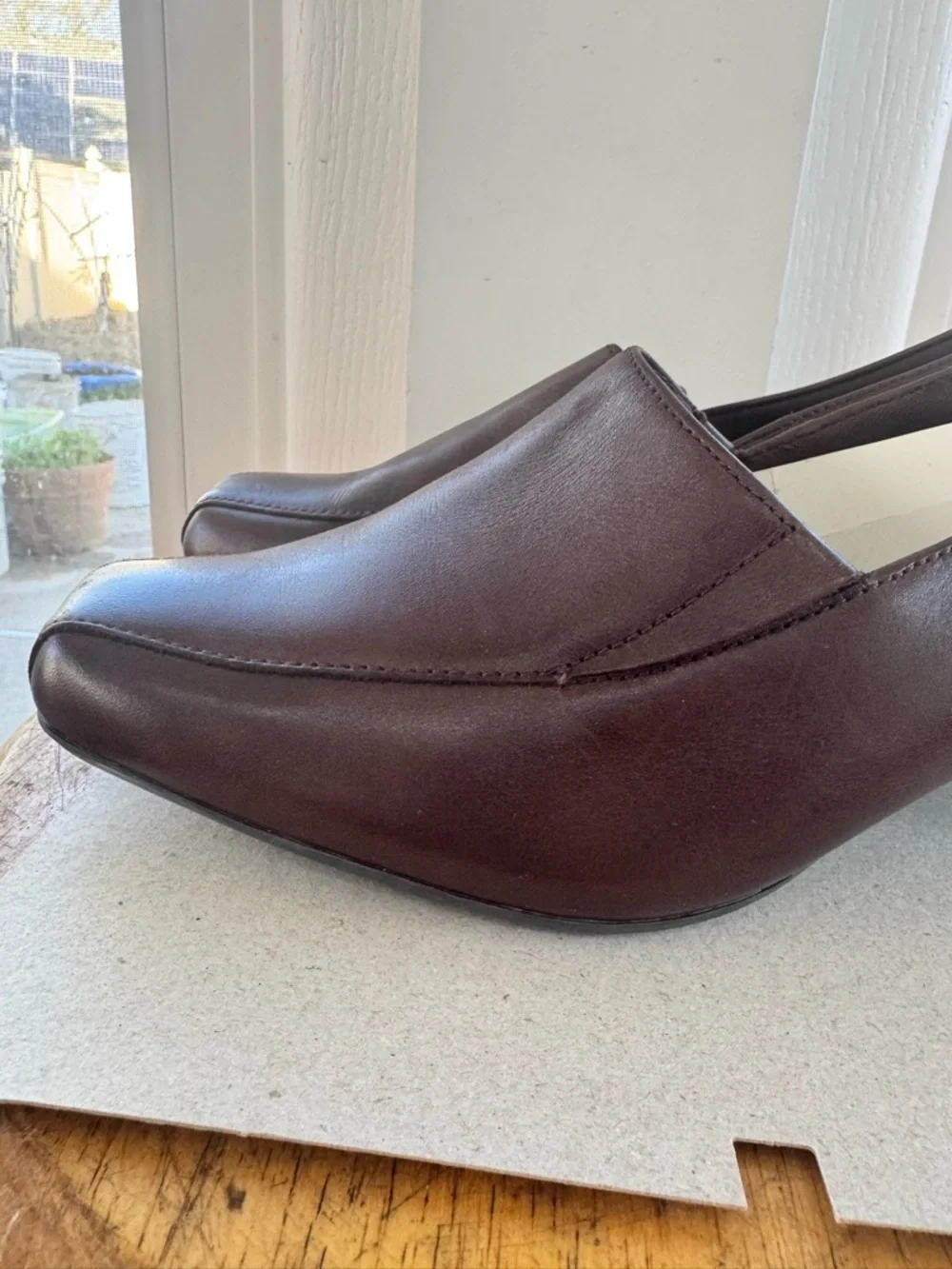 Thom McAn Thea Brown Leather Loafers 8 Wide Block Heel Y2K Square Toe NWT - Picture 8 of 14
